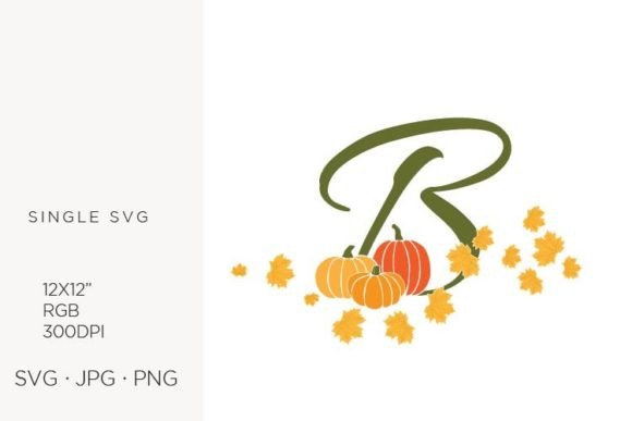 B Letter Autumn Leaves & Pumpkin Clipart