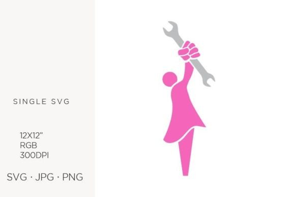 Empowering Visual Identity: The Strategic Value of the Pink Female Figure Holding Wrench Tool in Modern Design
