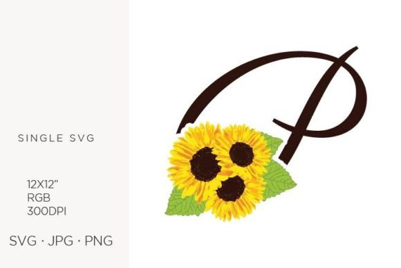 Enhancing Creative Projects with Sunflowers Letter P Digital Artwork