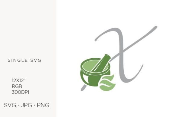 Evaluating the Mortar and Pestle, Spice and Letter X Digital Design Asset