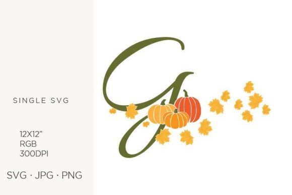 G Letter Autumn Leaves Pumpkin Clipart