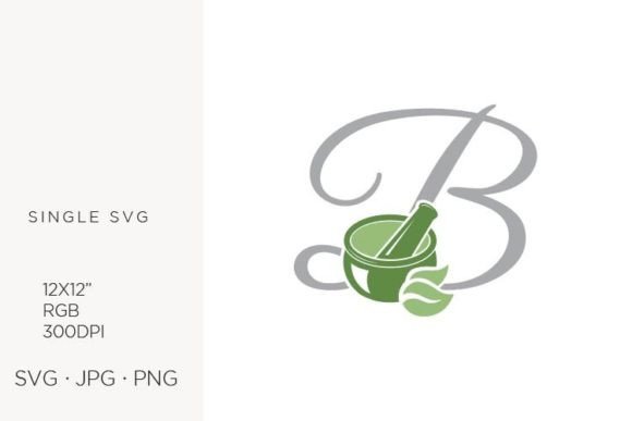Mortar, Pestle, Spice & Letter B Design