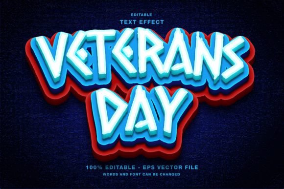Veterans Day 3D Editable Text Effect